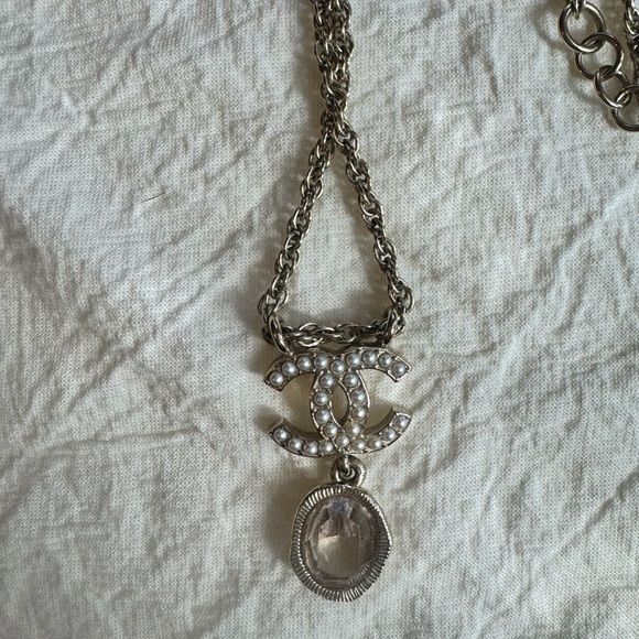 CHANEL Jewelry Chanel Necklace Champagne Gold Wpearls Pink Jewel